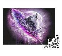 Loup en Plume Violette 1000 Pièce Papier Écologique Puzzle Premium Couple Partenaires Décompression Défiant Décoration Murale Pack De Valeur 38x26cm/1000pcs