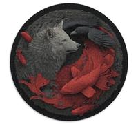 Loup et Corbeau Puzzle Animaux Mignons Puzzle Rond 1000 Pièces pour Adultes Jeu Educatif Jouet Défi Et Enfants 1000pcs (67.5x67.5cm)