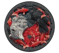 Loup et Corbeau Puzzle Animaux Mignons Puzzle Ronds 1000 Pièces pour Adultes Jeu Educatif Défi Jouets Et Enfants 1000pcs (67.5x67.5cm)