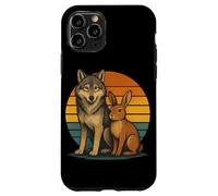 Loup et lièvre rétro Animaux Amis forêt Faune Coque pour iPhone 11 Pro