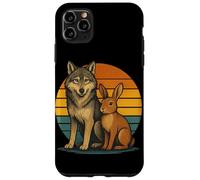 Loup et lièvre rétro Animaux Amis forêt Faune Coque pour iPhone 11 Pro Max
