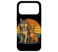 Loup et lièvre rétro Animaux Amis forêt Faune Coque pour iPhone 17 Pro Max