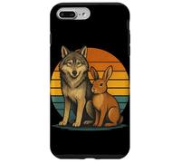 Loup et lièvre rétro Animaux Amis forêt Faune Coque pour iPhone 7 Plus/8 Plus