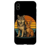 Loup et lièvre rétro Animaux Amis forêt Faune Coque pour iPhone XS Max