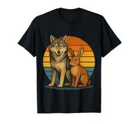 Loup et lièvre rétro Animaux Amis forêt Faune T-Shirt
