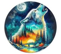 Loup étoilé Puzzle pour Adultes 1000 Pièces Style Animal Cool Impossible Défi Jouets Jeu pour Toute La Famille Cadeaux pour Hommes 1000pcs (67.5x67.5cm)