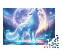 Loup Fantastique Clair de Lune Puzzle 1000 Pièces Papier pour Adultes Scène Nocturne Coffret Puzzle 1000 Pièces Famille 38x26cm/1000pcs