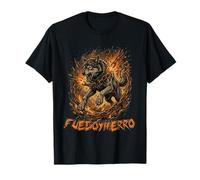 Loup féroce brisant Les chaînes de feu en Fer - Art Graphique T-Shirt