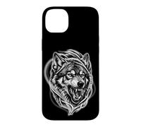 Loup féroce Loup grondant réaliste Style Tatouage Coque pour iPhone 14 Plus