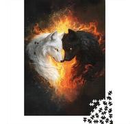 Loup Feu Contraste 1000pcs Mini Puzzle pour Adultes Difficile | 70x50cm Carton Décor Salon Structure Durable Cadeau Anniversaire Relaxation