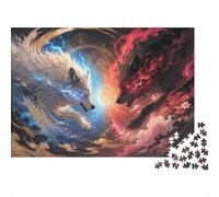Loup Feu Foudre Jigsaw Puzzle, 1000 Pcs Indoor Adult Game | 52x38cm Carton, Exercice Mental, Ajustement Précis, Amateurs D'art, Réduction Du Stress