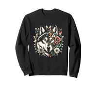 Loup floral - Demi-visage - Demi-visage - Faune sauvage Sweatshirt