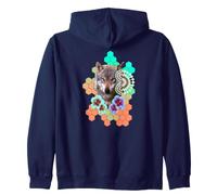 Loup Floral Fleur Alien Nid d'abeille Turquoise Pastel Ecologie Sweat à Capuche