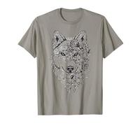 Loup floral vintage fleurs visage de loup amoureux des loups T-Shirt