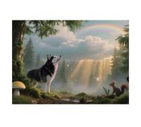 Loup Forêt Arc-en-Ciel 1000 Pièces Mini Puzzle pour Adolescents Relaxant