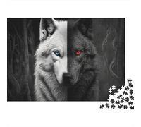 Loup Forêt Contraste 1000pcs Mini Puzzle pour Adultes Difficile | 38x26cm Carton Décor Salon Structure Durable Cadeau Anniversaire Soulagement Anxiété
