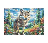 Loup forêt de Fleurs Faune Sauvage Nature Sauvage Rural Beautiful Puzzle 1000 Pièces pour Adultes Educa Vision Premium Artistique Carton Épais Anti-éblouissement Décoration Salon Cadeau 1000 PCS
