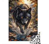 Loup Forêt Eau Jigsaw Puzzle, 1000 Pcs Indoor Adult Game | 52x38cm Carton, Exercice Cérébral, Ajustement Précis, Amateurs D'art, Réduction Du Stress