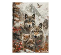 Loup Forêt Montagne 1000 Pièces Mini Puzzle pour Adolescents Relaxant