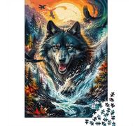 Loup Forêt Rivière 1000 Pièces Mini Puzzle pour Adultes Idée Cadeau