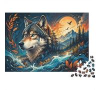 Loup Forêt Rivière 1000pcs Mini Puzzle pour Famille Cadeau d'anniversaire