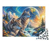 Loup Forêt Rivière Puzzle, 1000 Pièces Adultes Haute Qualité | 38x26cm Carton, Exercice Mental, Découpe Précise, Passionnés De Puzzles, Réduction Du Stress