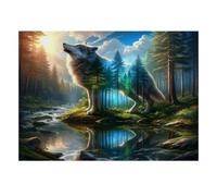Loup Forêt Rivière Puzzle, 1000 Pièces Jeu Détente Adulte