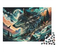 Loup Forêt Rivière Puzzle, 1000 Pièces Jeu Difficile pour Adultes