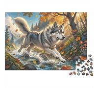 Loup Forêt Ruisseau 1000 Pièces Mini Puzzle pour Adultes | 70x50cm Carton Décor Bureau Coupe Précise Détente Familiale