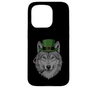 Loup fumant St Patrick Funny Wolf Smoking Husky Irish Coque pour iPhone 15 Pro
