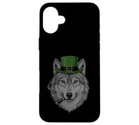 Loup fumant St Patrick Funny Wolf Smoking Husky Irish Coque pour iPhone 16 Plus
