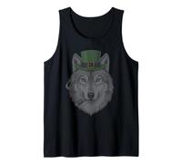 Loup fumant St Patrick Funny Wolf Smoking Husky Irish Débardeur