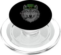 Loup fumant St Patrick Funny Wolf Smoking Husky Irish PopSockets PopGrip pour MagSafe