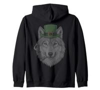 Loup fumant St Patrick Funny Wolf Smoking Husky Irish Sweat à Capuche