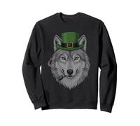Loup fumant St Patrick Funny Wolf Smoking Husky Irish Sweatshirt