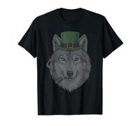Loup fumant St Patrick Funny Wolf Smoking Husky Irish T-Shirt