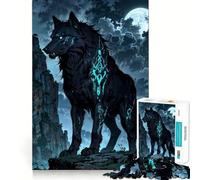 Loup Gardien Mystique aux Marques Lumineuses Puzzle de 1000 Pièces pour Adolescents Wise Think Toy Calme et Amusant Art Découpé Clair Collection (50x75cm)