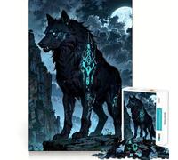 Loup Gardien Mystique aux Marques Lumineuses Puzzle de 1000 Pièces pour Adultes Jeu de Logique Clair et Détente Découpe Parfaite Cadeau Élégant (38x52cm)