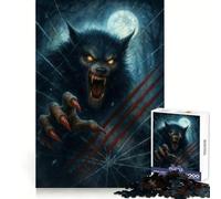 Loup-Garou brisant Une vitre sous la Pleine Lune Puzzle de 1000 pièces pour Adolescents Entraînement à la réflexion et à la Pleine Conscience Idée Cadeau saisonnière (50x75cm)