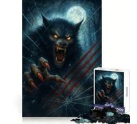 Loup-Garou brisant Une vitre sous la Pleine Lune Puzzle de 1000 pièces pour Adolescents Pensée Claire, Engagement Doux, Assemblage Ferme, Joli Cadeau (38x52cm)