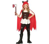 Loup-garou féerique Capuche Transformation Aventure Fille Fantaisie Costume Forêt Créatif Chaperon Rouge Sorcière Vampire Coureur de Bois, Taille : 110/116 Couleur : Rouge