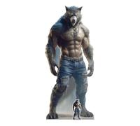 Loup-Garou, Figurine en Carton Grandeur Nature, Figurine 195 cm x 85 cm Silhouette Incluse - Décoration de fête d'halloween, Maison hantée et Accessoire d'horreur