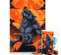 Loup-Garou Hurlant à la Lune,Puzzle de 1000 pièces pour Adolescents,Jeu de Concentration mentale,découpe de précision,Bords Lisses, pour Les fêtes (38x26cm)