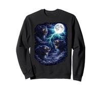 Loup-Garou Noir sous la Lune - Vintage Fantasy Lightning Art Sweatshirt