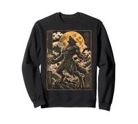 Loup-Garou Pleine Lune Kanagawa Wave Japonais Horreur Kyosai Sweatshirt