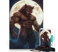 Loup-Garou sous la Pleine Lune Puzzle de 1000 pièces Jeu de réflexion Découpe de Haute précision Défi Amusant pour Passer Le Temps (38x52cm)