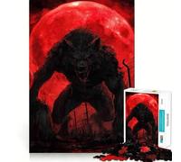 Loup-Garou sous Une Lune de Sang Puzzle 1000 pièces pour Adultes Jeu de logique Découpe précise Bords Lisses pour Les réunions de Famille (38x52cm)
