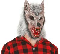 Loup-garou Wolfman Masque Horreur Halloween Effrayant Costume Fête Accessoire Décoration Tête d'épouvante Masque intégral Effrayant Personnage de fantaisie, Couleur : Gris