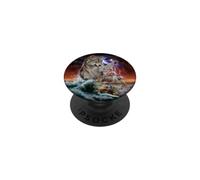 Loup géant Monstre Marin tempête Foudre Rouge PopSockets PopGrip Adhésif