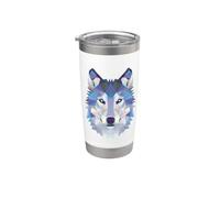 Loup géométrique bas Poly Art - Cadeau pour amoureux de la faune et de la nature Gobelet isotherme en acier inoxydable double paroi